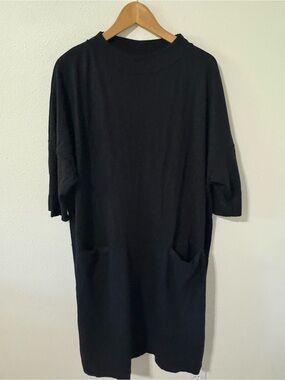Two Danes Roni Rabl Bamboo Pocket Tunic Top/Dress Black Lagenlook Relaxed Fit-OS